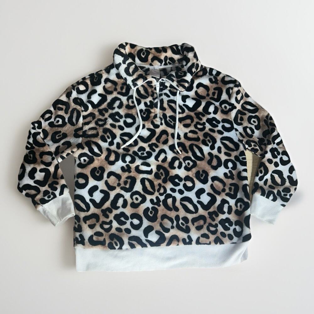 Secret Treasures Women’s Leopard Print Fleece Pullover Sweatshirt Size S